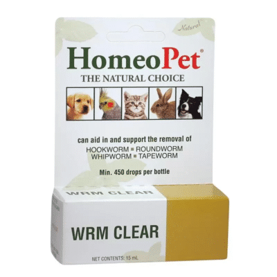 HomeoPet WRM Clear Dog, Cat, Bird & Small Animal Supplement, 450 drops