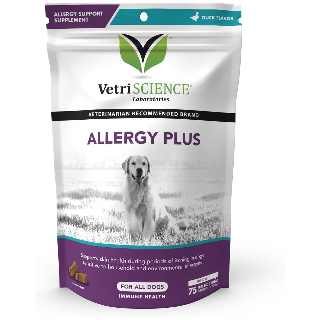 VetriScience Allergy Plus Immune Duck Flavor Supplement for Dogs