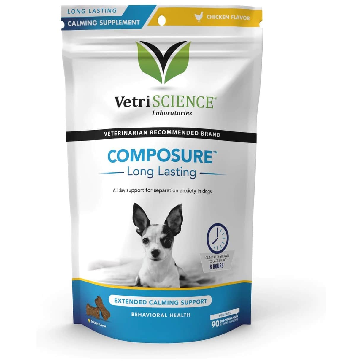 VetriScience Composure Long Lasting Chicken Flavored Calming Supplement for Dogs