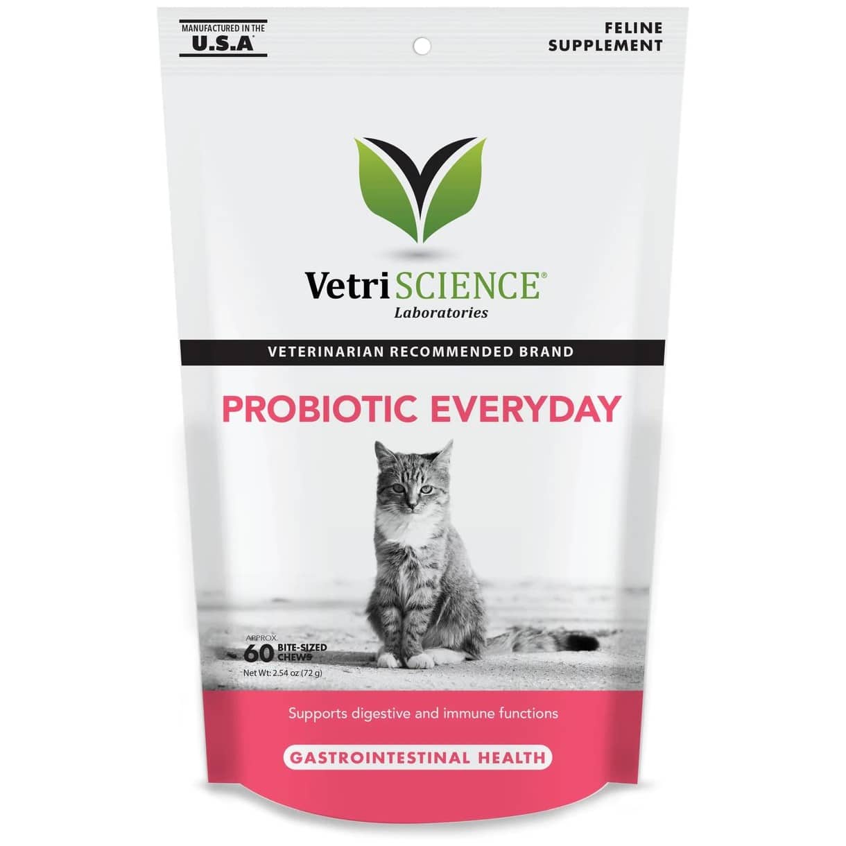 VetriScience Probiotic Everyday Duck Flavored Soft Chews Digestive Supplement for Cats