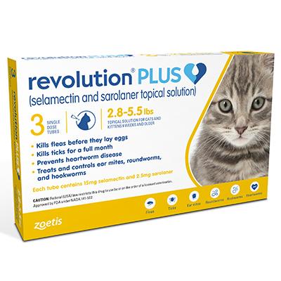 Revolution® PLUS Feline Topical Solution 2.8-5.5 Lbs 3 Ct.