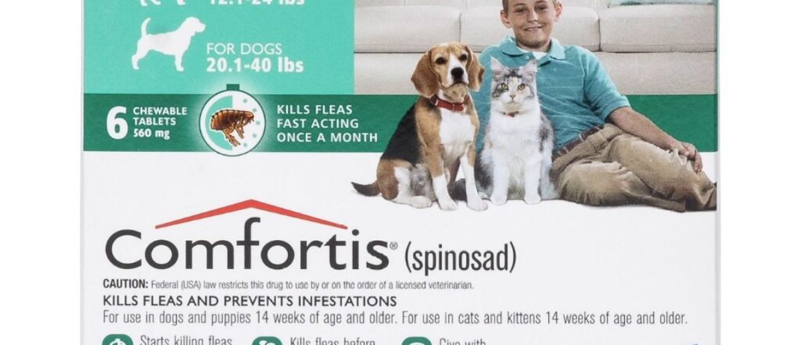 Comfortis Chewable Tablets for Dogs 20.1-40 lbs & Cats 12.1 -24.1 lbs, 6 treatments (Green Box) By Comfortis