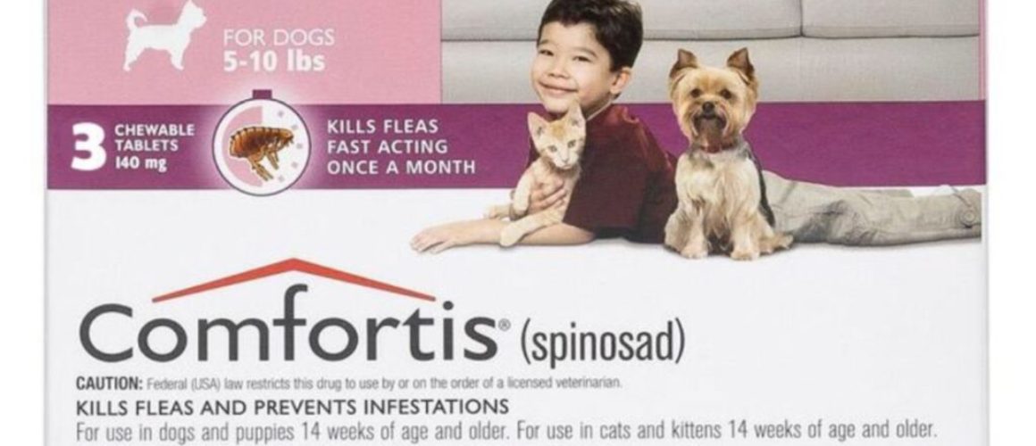 Comfortis Chewable Tablets for Dogs 5-10 lbs & Cats 4.1-6 lbs, 3 treatments (Pink Box)