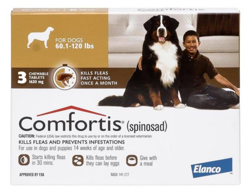 Comfortis Chewable Tablets for Dogs, 60.1-120 lbs, 3 treatments (Brown Box)
