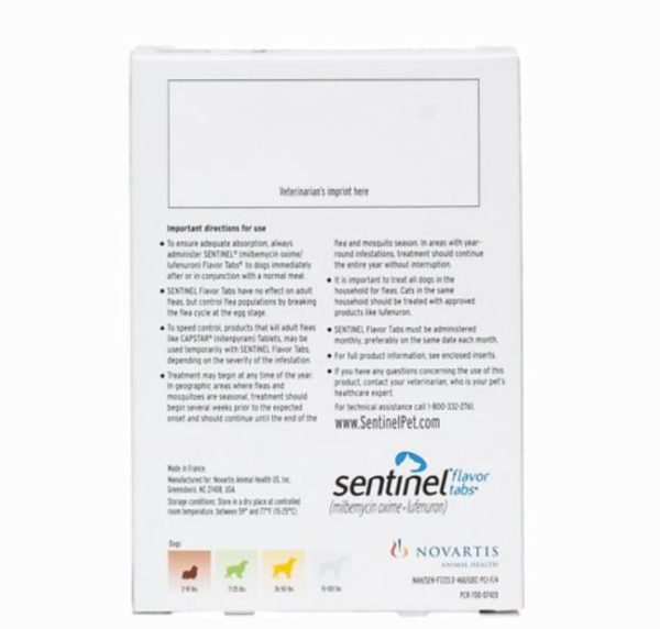 Sentinel Flavor Tablets for Dogs Main back