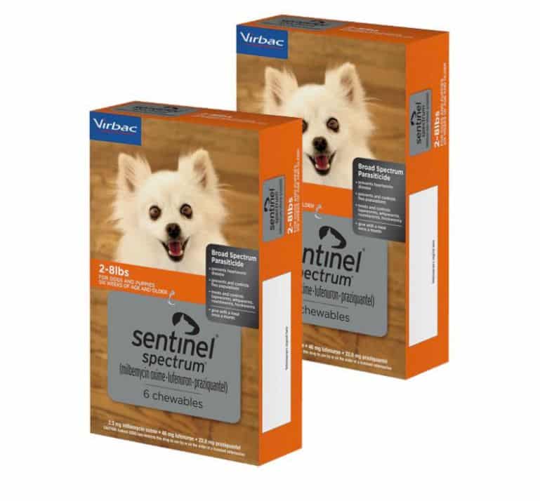 Sentinel Spectrum Chewable Tablets for Dogs, 2-8 lbs, 12 treatments (Orange Box)
