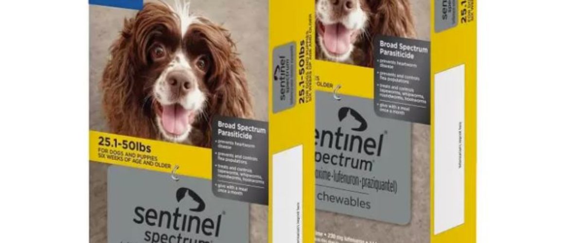 Sentinel Spectrum Chewable Tablets for Dogs, 25.1-50 lbs, 12 treatments (Yellow Box)