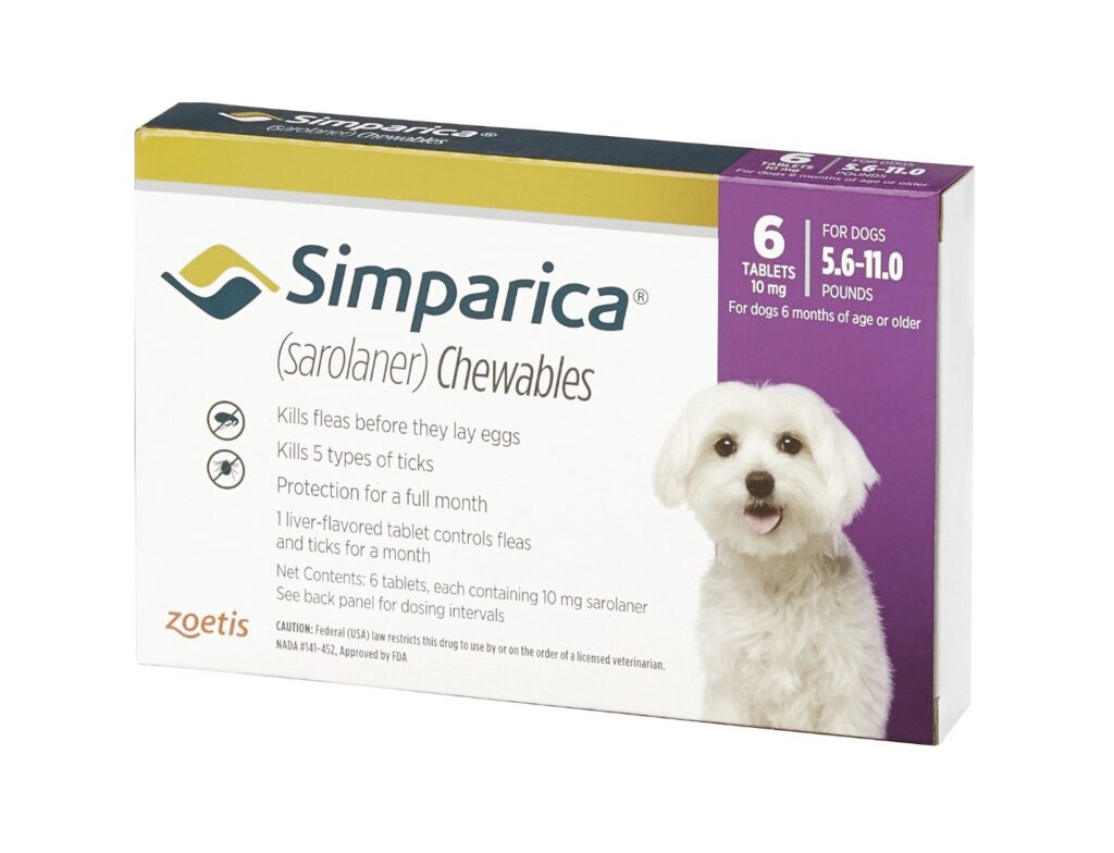 Simparica Chewable Tablets for Dogs, 5.6-11 lbs (Purple Box) 6CT