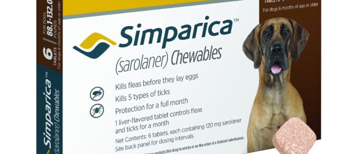 Simparica Chewable Tablets for Dogs, 88.1-132 lbs (Brown Box) 6CT