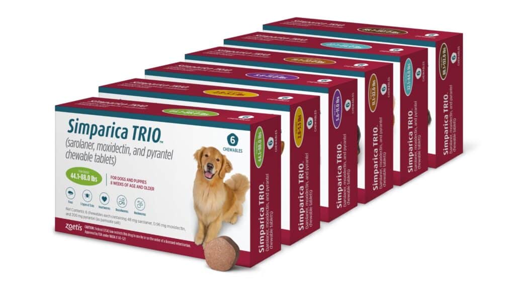 Simparica Trio Chewable Tablets for Dogs, 44.1-88 lb, 6 treatments MAIN 3