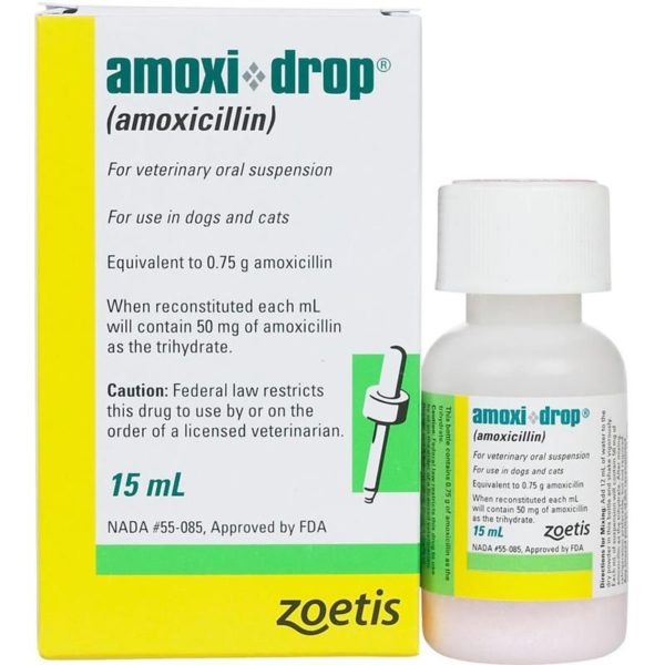 Amoxi-Drop (Amoxicillin) Oral Suspension for Dogs & Cats 15ml