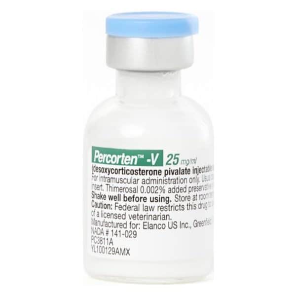 Percorten-V (Desoxycorticosterone) for Dogs 25 mg per mL 4ml Vial