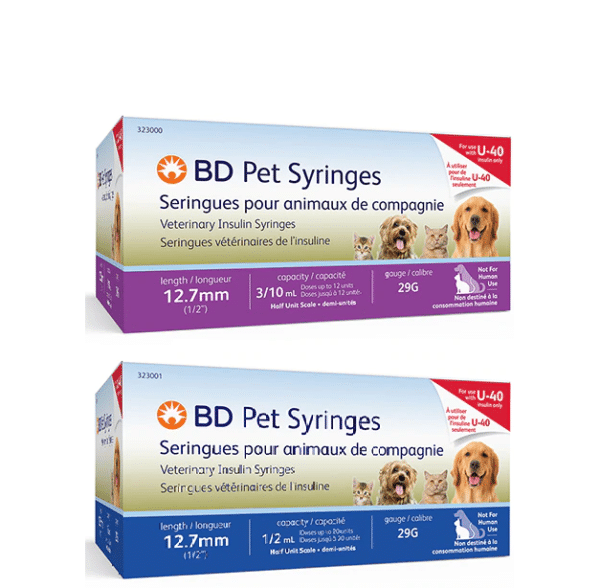 BD U40 Pet Syringes 29G 0.5INCH NEEDLE 0.5 UNIT MARKINGS 100ct MAIN