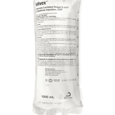 Vetivex Lactated Ringer’s and 5% Dextrose Injection Solution, USP for Dogs, Cats & Horses, 1000ml