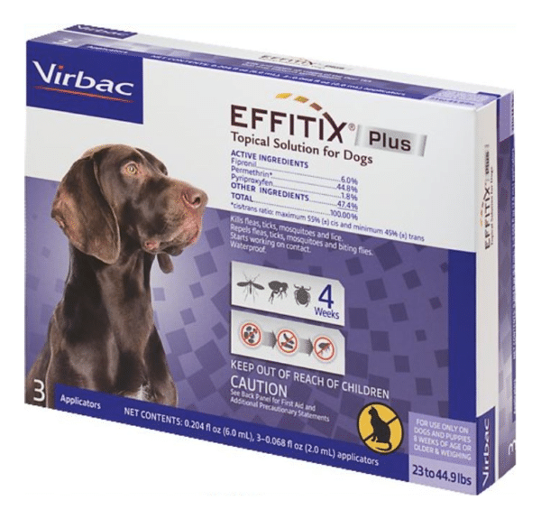EFFITIX Flea & Tick Spot Treatment for Dogs, 23-44.9 lbs, 3 Doses (3-mos. supply)