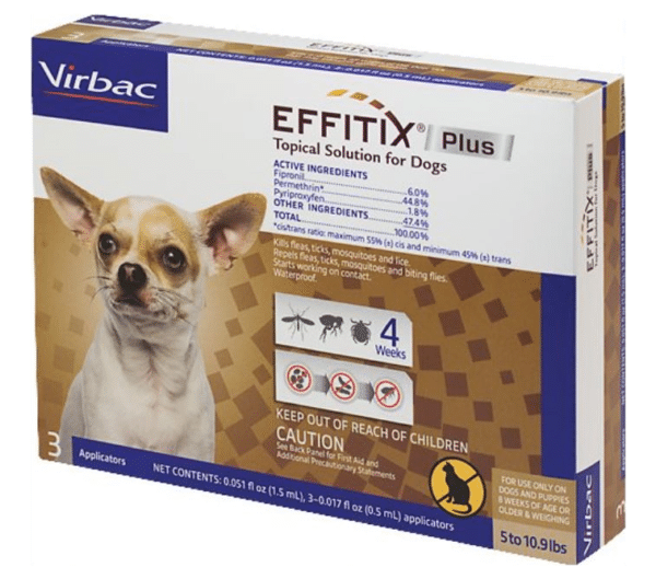 EFFITIX Flea & Tick Spot Treatment for Dogs, 5-10.9 lbs, 3 Doses (3-mos. supply)