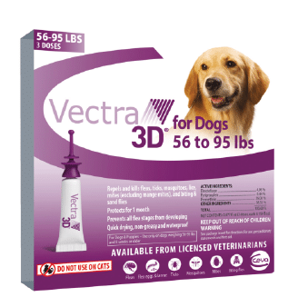 VECTRA 3D Purple for Dogs 56-95 Lbs - 3 Doses