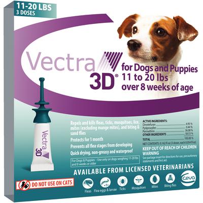 Vectra 3D Gold Small Dogs and Puppies 11-20 lbs 12 x 3 Doses