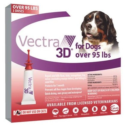 Vectra 3D Red (Over 95lbs), 8.0ml, 12 x 3 Doses