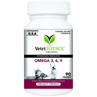 VetriScience Omega 3, 6, 9 Softgels Supplement for Cats and Dogs 90Ct.
