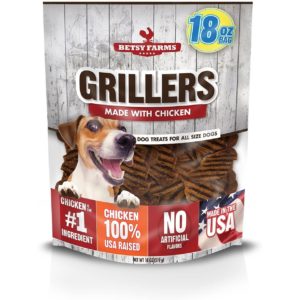 Betsy Farms Chicken Grillers, Chicken Jerky Treats for Dogs 18 Oz