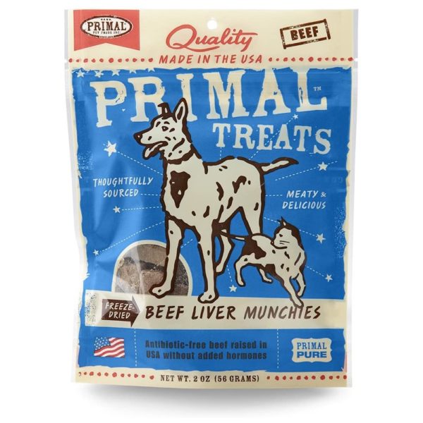 PRIMAL Beef Liver Munchies Freeze-Dried Dog & Cat Treats 2 Oz. Bag