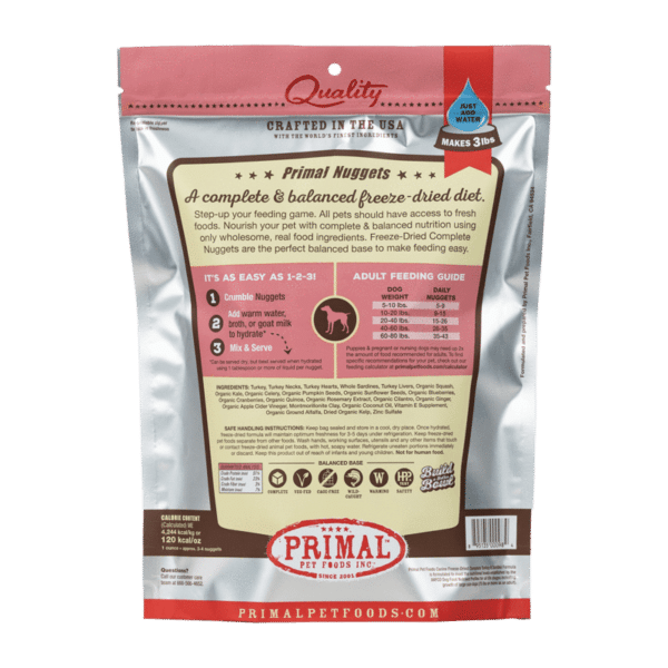 Primal Freeze Dried Turkey & Sardine Formula Nuggets Dog Food 14OZ (1)