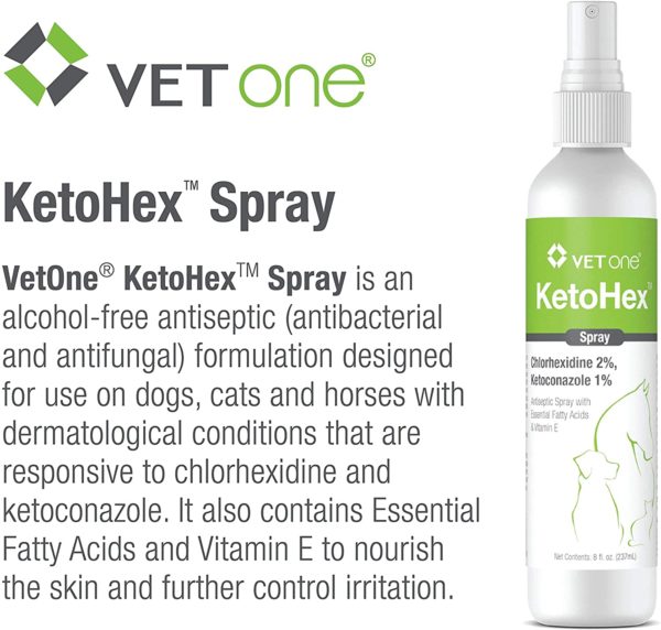 KetoHex Antiseptic Spray for Dogs, Cats, & Horses, 8oz Bottle