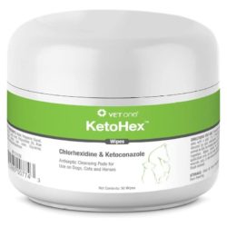 VetOne KetoHex Antifungal & Antibacterial Wipes for Dogs, Cats, & Horses, 50 Ct Jar