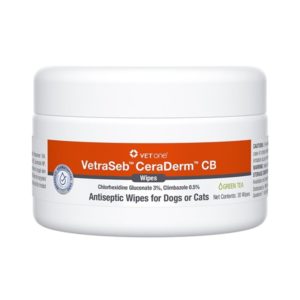 VetraSeb CeraDerm CB Antiseptic Wipes for Dogs and Cats 30Ct.