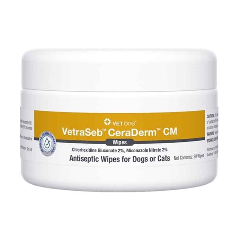 VetraSeb CeraDerm CM Antiseptic Wipes for Dogs & Cats 30Ct. 1Family