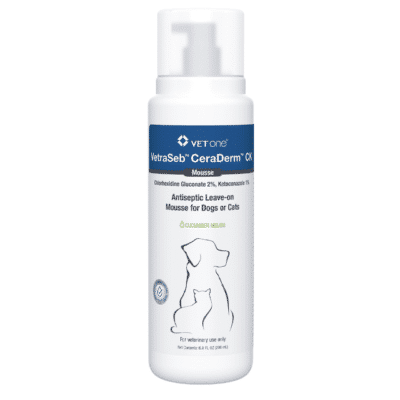 VetraSeb CeraDerm CK Antiseptic Leave-On Mousse for Dogs and Cats 6.8 Oz