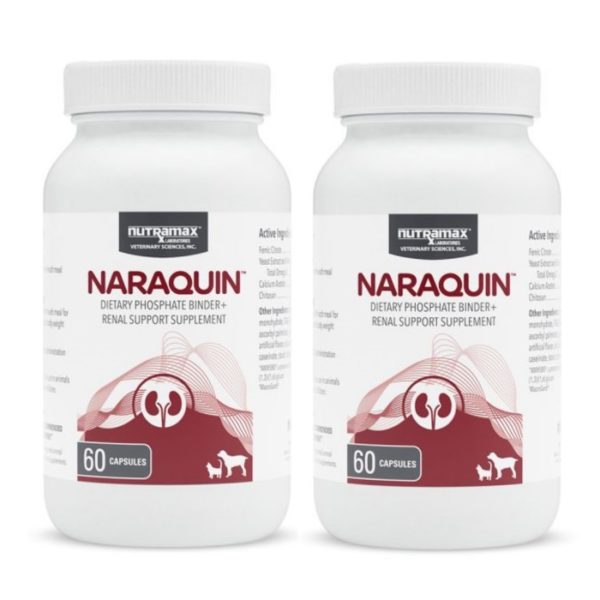 Naraquin Dietary Phosphate Binder Renal Supplement for Dogs & Cats 120ct 2 bottles