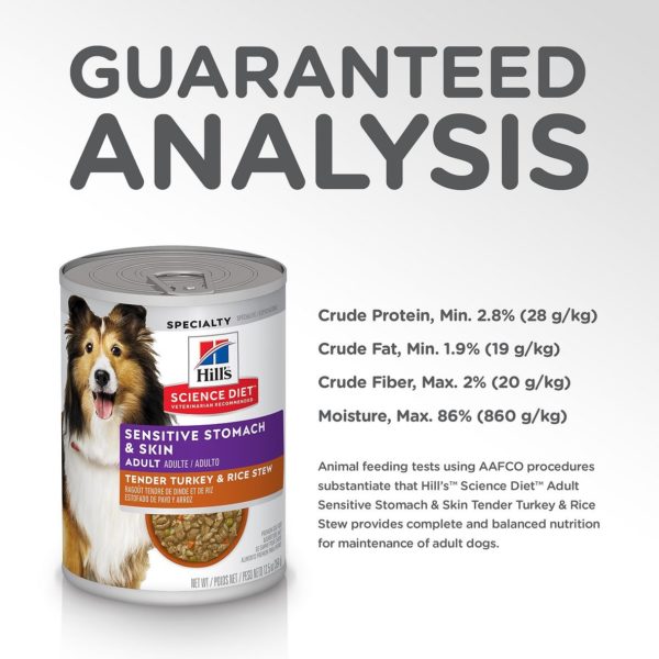 Hill's Science Diet Sensitive Stomach & Skin, Adult Tender Turkey & Rice Stew Canned Dog Food