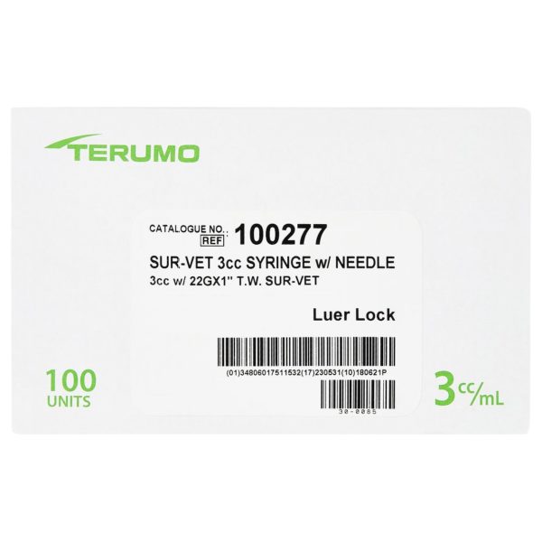 Terumo 3cc Luerlock Syringes with 22 Gauge Needles 1 inch