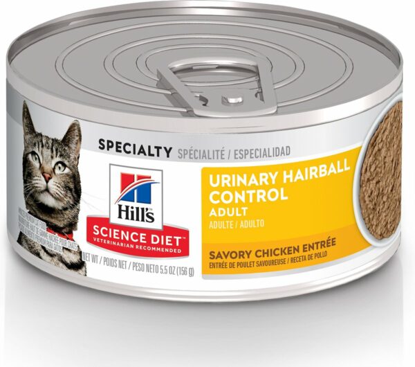 Hill's Science Diet Adult Urinary Hairball Control Savory Chicken Entree, Canned Cat Food