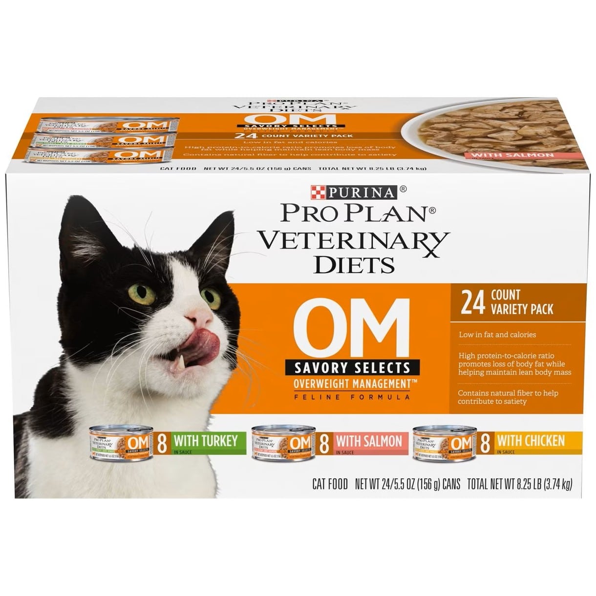 Purina Pro Plan Veterinary Diets OM Overweight Management Savory Selects Wet Cat Food (Variety Pack) (2)