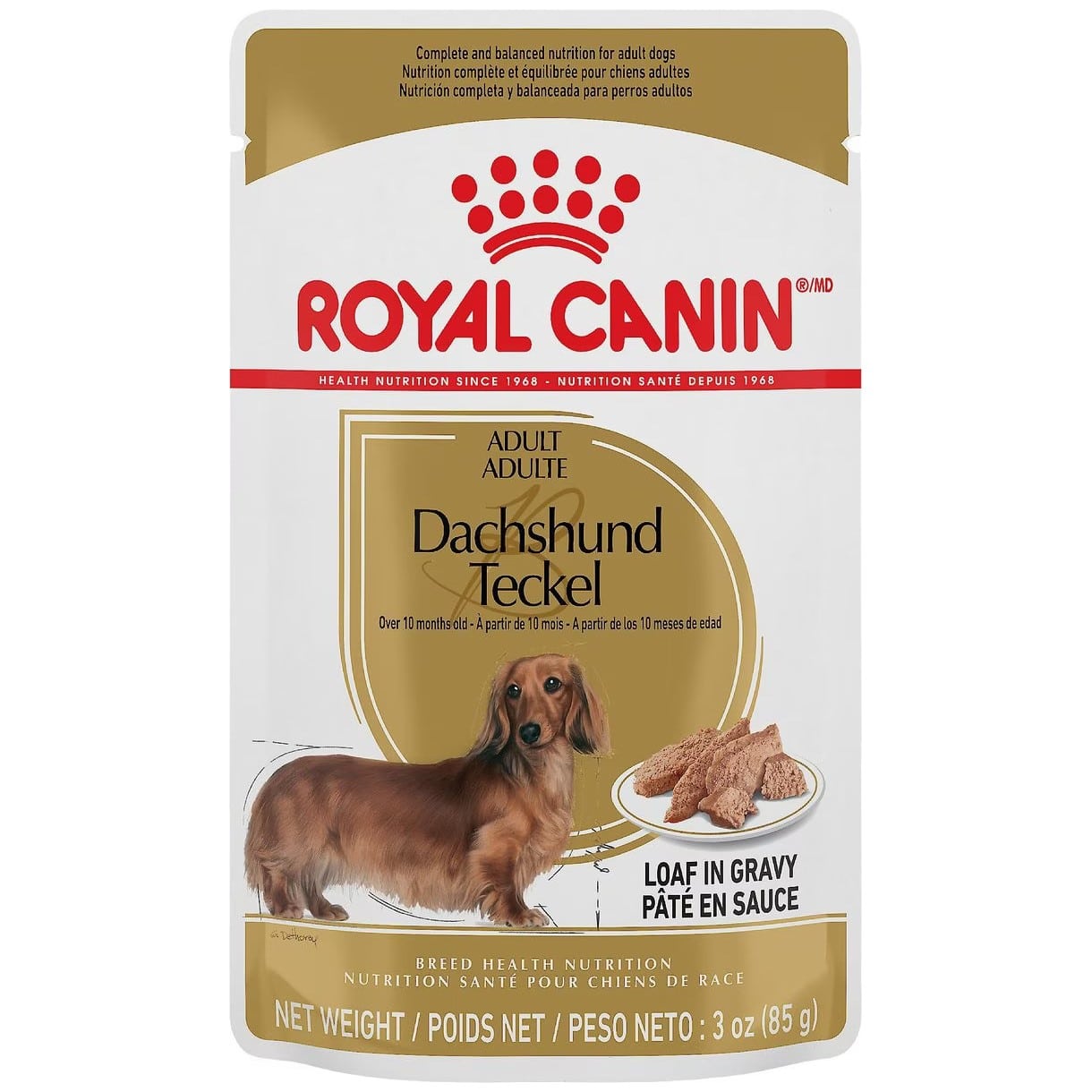 Royal Canin Breed Health Nutrition Dachshund Adult Loaf In Gravy Pouch Dog Food