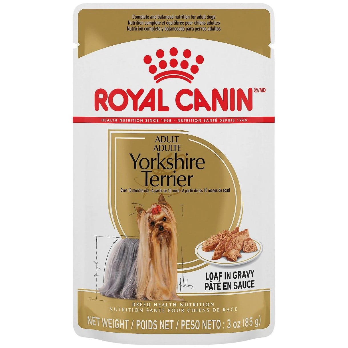 Royal Canin Breed Health Nutrition Yorkshire Terrier Adult Loaf in Gravy Pouch Dog Food