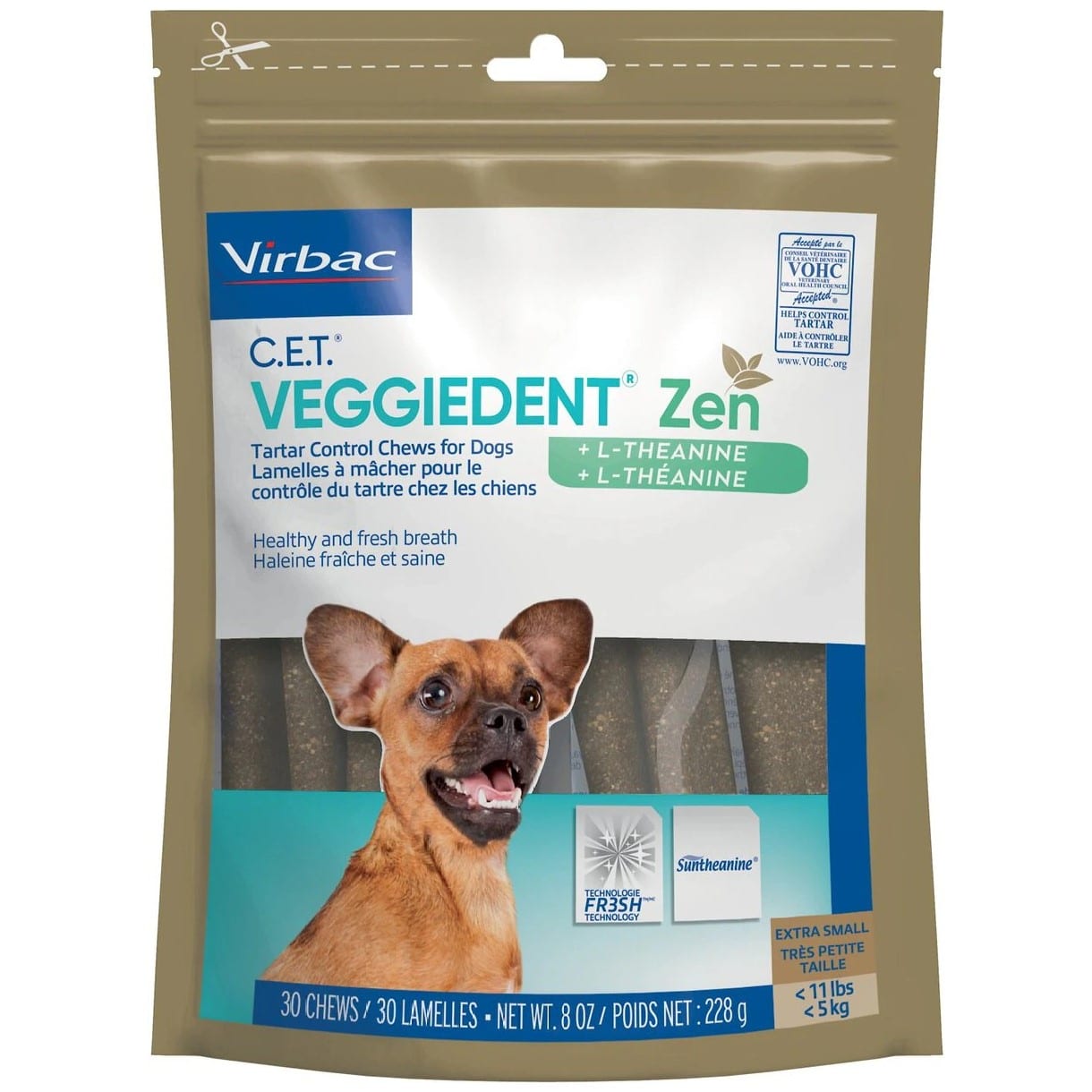 Virbac C.E.T. VeggieDent Zen Dental Chews for X-Small Dogs, under 11-lbs