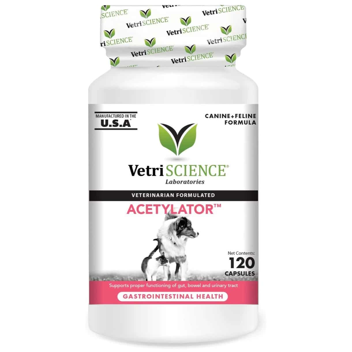 VetriScience Acetylator Capsules Digestive Supplement for Cats & Dogs