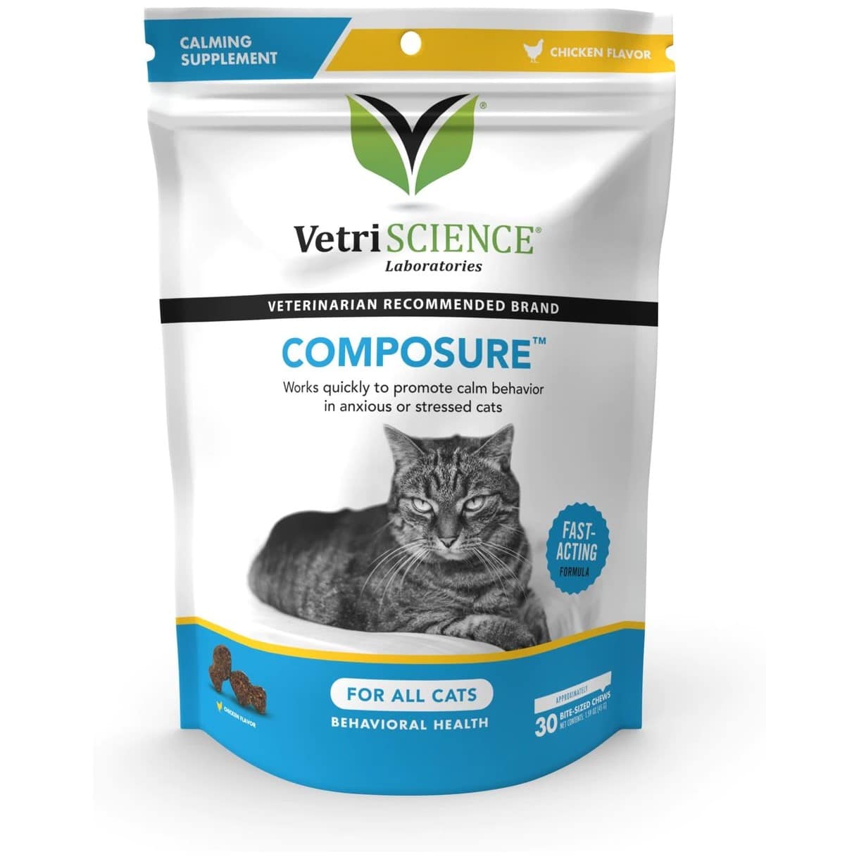VetriScience Composure Chicken Liver Flavored Soft Chews Calming Supplement for Cats