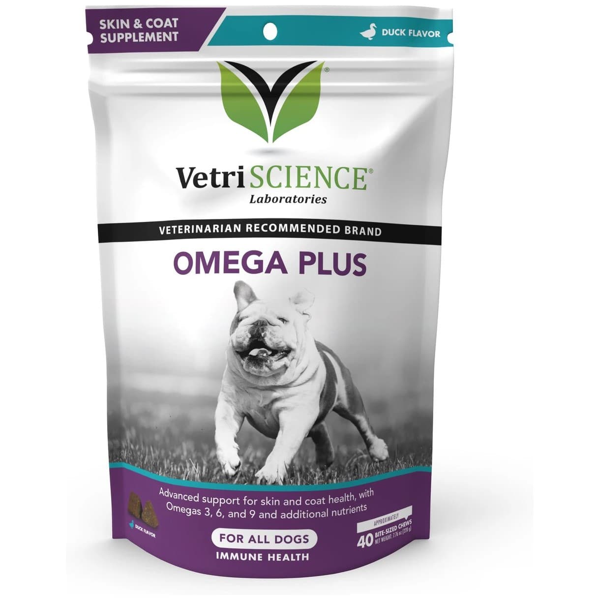 VetriScience Omega Plus Advanced Skin Duck Flavor Dogs & Cats Supplemen