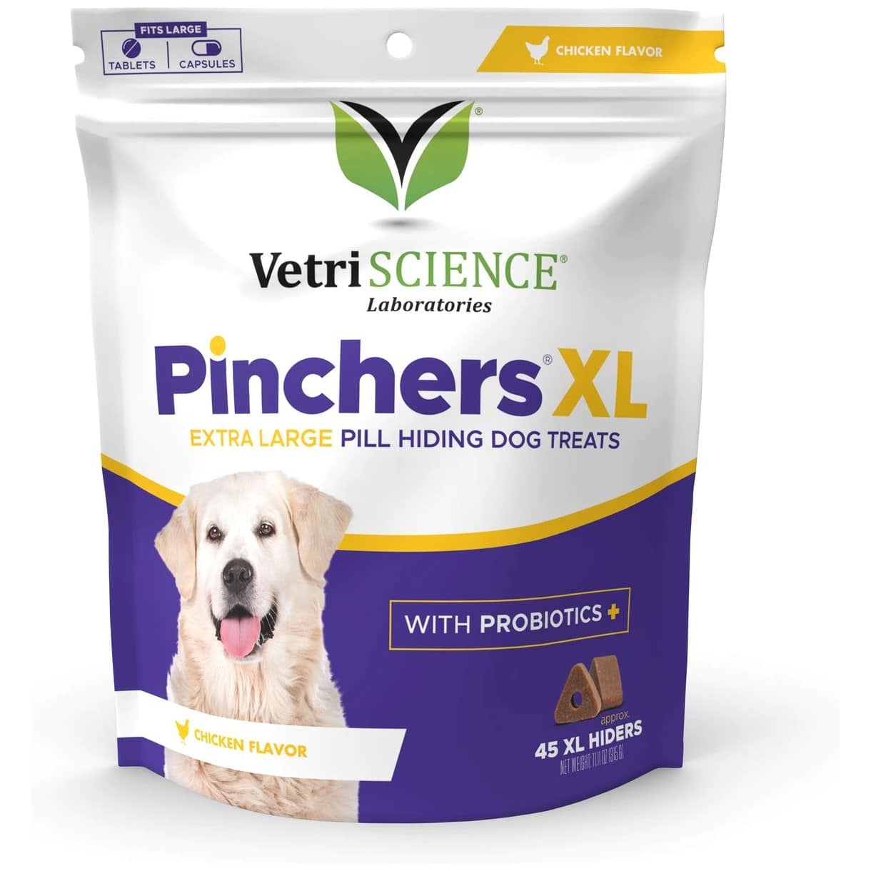 VetriScience Pinchers Pill Hiding Probiotic Chicken Flavor Dog Treats, X-Large