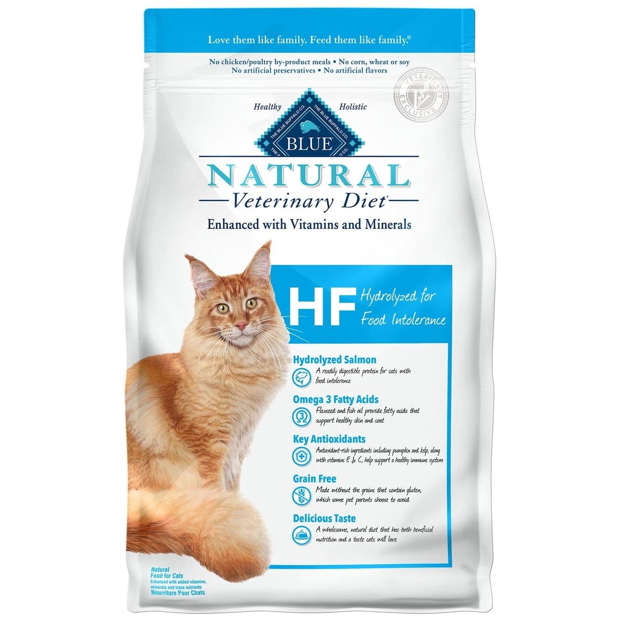 Blue Buffalo Natural Veterinary Diet HF Hydrolyzed for Food Intolerance Grain-Free Dry Cat Food