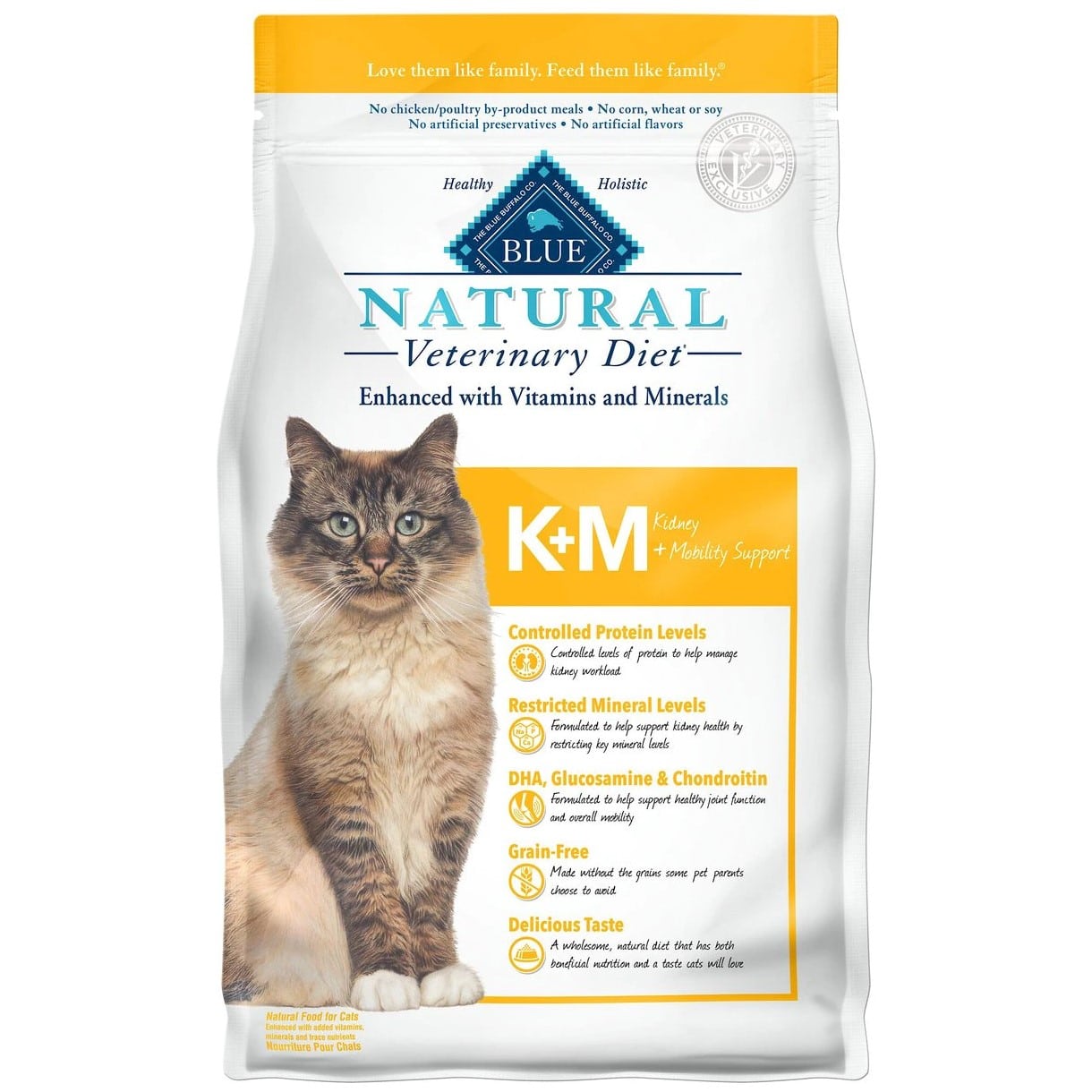 Blue Buffalo Natural Veterinary Diet K+M Kidney + Mobility Support Grain-Free Dry Cat Food